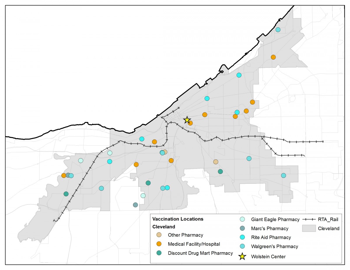 vaccination sites within the city of Cleveland (click for larger image)