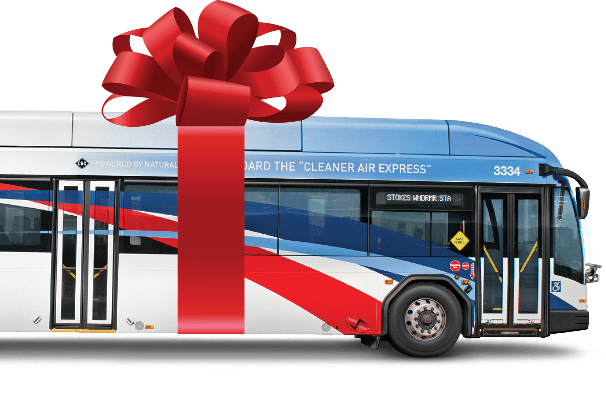 RTA bus with a ribbon on it