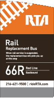 Look for this sign to find out where to board 66R replacement buses