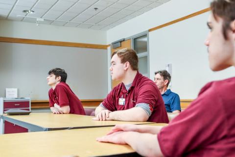 Students participating in group travel training