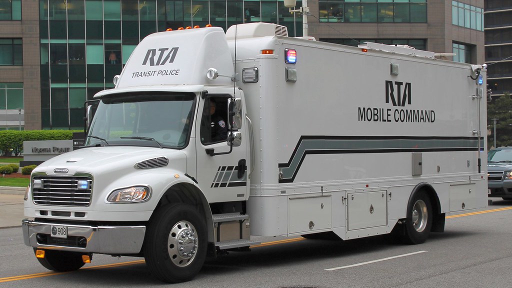 The mobile command unit deployed for all major incidents that happen in the city to control police response to incident areas.