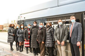 UH representatives tour the new HealthLine BRT vehicles