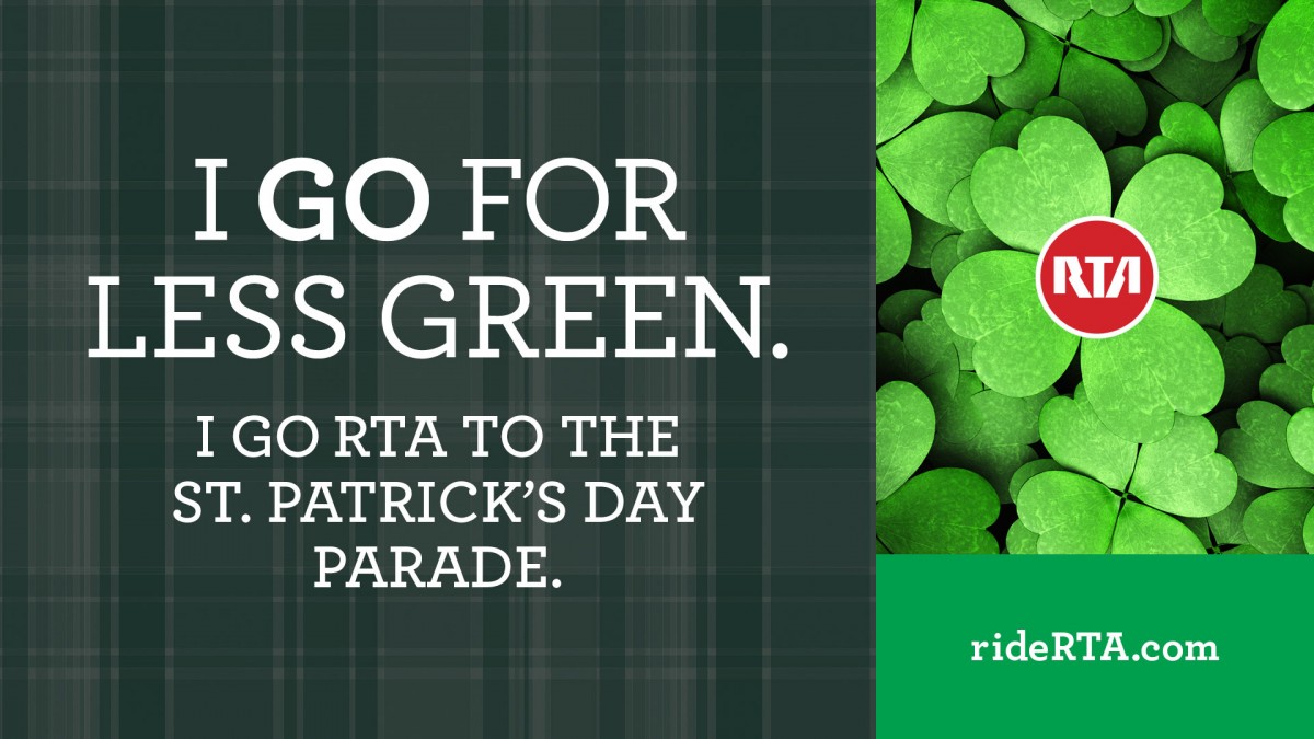  Sunday, March 17, 2024 -- Ride GCRTA to enjoy St. Patrick’s Day