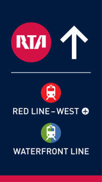look for these signs to direct you to the Red Line and Waterfront Line special platform during the Track 8 reconstruction project